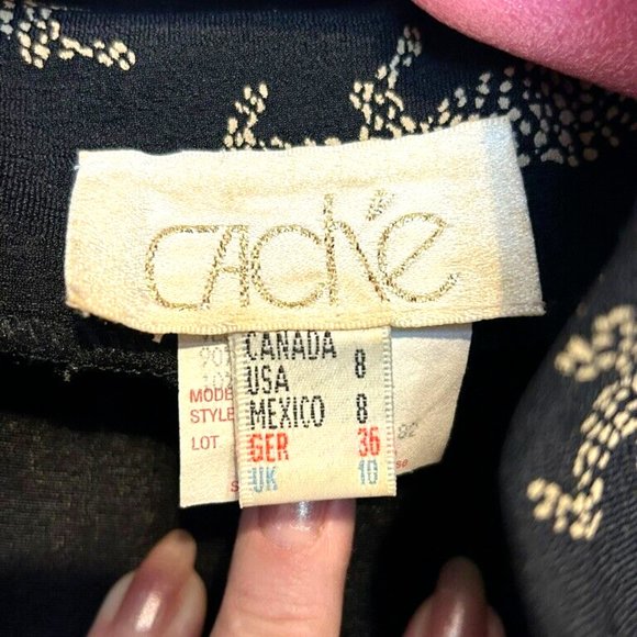 CACHE Black Animal Print Long 7-Buttons Down Long Sleeve Duster/Dress ~ Sz. 8 - Picture 10 of 11